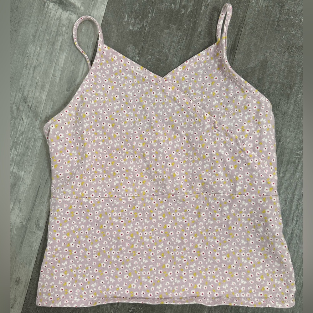 Lavandar floral v neck tank top